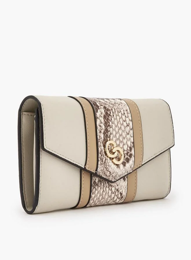 سيليست Textured Wallet With Snap Button Closure